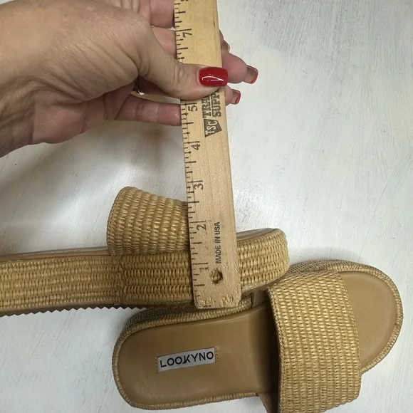 Lookyno Raffia Slide Sandals Women’s EU 37 Tan Woven Platform Summer Shoes - Picture 11 of 11